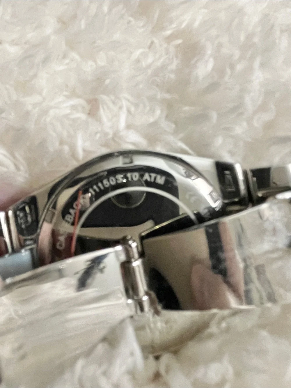 Michael Kors Silver Watch With Blue Center Stripe / Roman Numeral Face